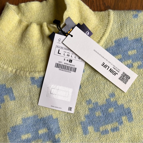 NWT Zara Jacquard Space Invaders Taito Sweatshirt Sweater - Picture 6 of 7